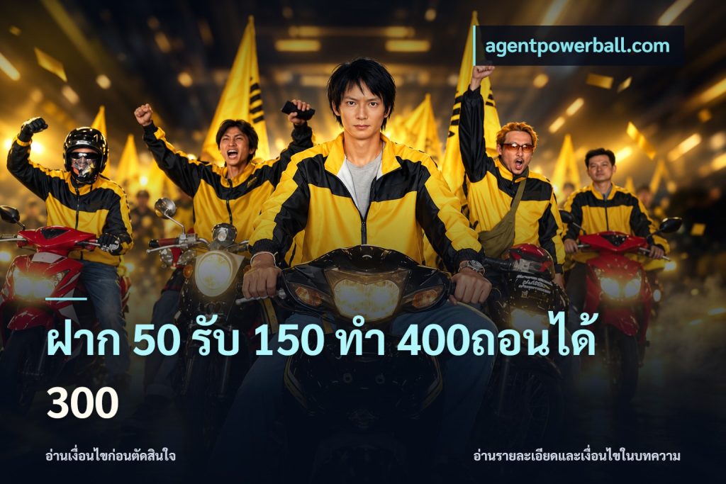 ฝาก 50 รับ 150 ทํา 400ถอนได้ 300