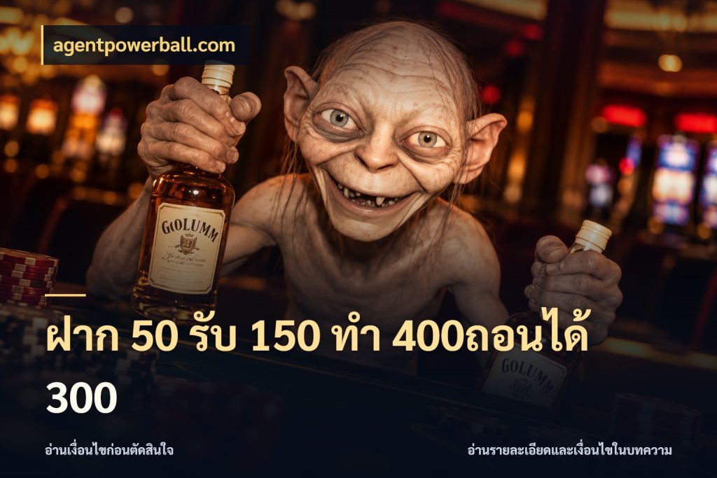 ฝาก 50 รับ 150 ทํา 400ถอนได้ 300 โปรกับเกมที่ชอบเลือกให้ตรงสไตล์ ในมุม agentpowerball.com