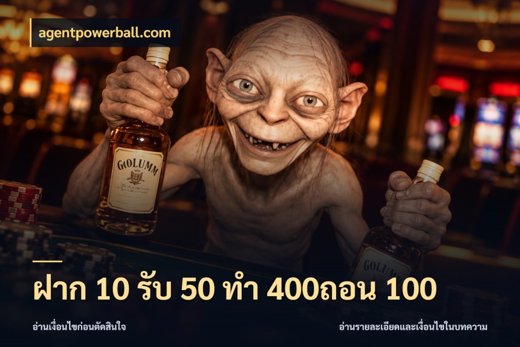 ฝาก 10 รับ 50 ทํา 400ถอน 100 โปรกับเกมที่ชอบเลือกให้ตรงสไตล์ ในมุม agentpowerball.com